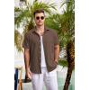imageCOOFANDY Mens Casual Button Down Shirts Short Sleeve Linen Shirts Summer Beach Dress ShirtBrown