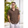 imageCOOFANDY Mens Casual Button Down Shirts Short Sleeve Linen Shirts Summer Beach Dress ShirtBrown