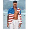 imageCOOFANDY Mens Casual Button Down Shirts Short Sleeve Linen Shirts Summer Beach Dress ShirtFlag Print
