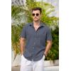 imageCOOFANDY Mens Casual Button Down Shirts Short Sleeve Linen Shirts Summer Beach Dress ShirtGray Blue