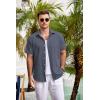 imageCOOFANDY Mens Casual Button Down Shirts Short Sleeve Linen Shirts Summer Beach Dress ShirtGray Blue