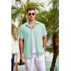 imageCOOFANDY Mens Casual Button Down Shirts Short Sleeve Linen Shirts Summer Beach Dress ShirtLight Green
