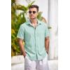 imageCOOFANDY Mens Casual Button Down Shirts Short Sleeve Linen Shirts Summer Beach Dress ShirtLight Green