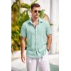 imageCOOFANDY Mens Casual Button Down Shirts Short Sleeve Linen Shirts Summer Beach Dress ShirtLight Green