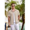 imageCOOFANDY Mens Casual Button Down Shirts Short Sleeve Linen Shirts Summer Beach Dress ShirtLight Khaki
