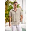 imageCOOFANDY Mens Casual Button Down Shirts Short Sleeve Linen Shirts Summer Beach Dress ShirtLight Khaki
