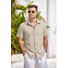 imageCOOFANDY Mens Casual Button Down Shirts Short Sleeve Linen Shirts Summer Beach Dress ShirtLight Khaki