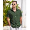 imageCOOFANDY Mens Casual Button Down Shirts Short Sleeve Linen Shirts Summer Beach Dress ShirtLinen  Army Green