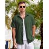 imageCOOFANDY Mens Casual Button Down Shirts Short Sleeve Linen Shirts Summer Beach Dress ShirtLinen  Army Green