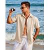 imageCOOFANDY Mens Casual Button Down Shirts Short Sleeve Linen Shirts Summer Beach Dress ShirtLinen  Khaki
