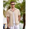 imageCOOFANDY Mens Casual Button Down Shirts Short Sleeve Linen Shirts Summer Beach Dress ShirtLinen  Khaki