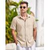 imageCOOFANDY Mens Casual Button Down Shirts Short Sleeve Linen Shirts Summer Beach Dress ShirtLinen  Khaki