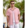 imageCOOFANDY Mens Casual Button Down Shirts Short Sleeve Linen Shirts Summer Beach Dress ShirtLinen  Pink