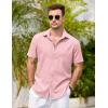 imageCOOFANDY Mens Casual Button Down Shirts Short Sleeve Linen Shirts Summer Beach Dress ShirtLinen  Pink