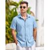 imageCOOFANDY Mens Casual Button Down Shirts Short Sleeve Linen Shirts Summer Beach Dress ShirtLinen  Sky Blue