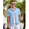 imageCOOFANDY Mens Casual Button Down Shirts Short Sleeve Linen Shirts Summer Beach Dress ShirtLinen  Sky Blue
