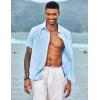 imageCOOFANDY Mens Casual Button Down Shirts Short Sleeve Linen Shirts Summer Beach Dress ShirtLinen  Sky Blue