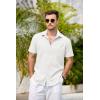imageCOOFANDY Mens Casual Button Down Shirts Short Sleeve Linen Shirts Summer Beach Dress ShirtLinen  White