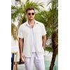 imageCOOFANDY Mens Casual Button Down Shirts Short Sleeve Linen Shirts Summer Beach Dress ShirtLinen  White