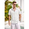 imageCOOFANDY Mens Casual Button Down Shirts Short Sleeve Linen Shirts Summer Beach Dress ShirtLinen  White