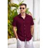 imageCOOFANDY Mens Casual Button Down Shirts Short Sleeve Linen Shirts Summer Beach Dress ShirtLinen  Wine Red