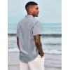 imageCOOFANDY Mens Casual Button Down Shirts Short Sleeve Linen Shirts Summer Beach Dress ShirtNavy