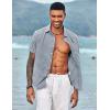 imageCOOFANDY Mens Casual Button Down Shirts Short Sleeve Linen Shirts Summer Beach Dress ShirtNavy