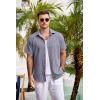 imageCOOFANDY Mens Casual Button Down Shirts Short Sleeve Linen Shirts Summer Beach Dress ShirtShort Sleeve  Blue