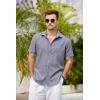imageCOOFANDY Mens Casual Button Down Shirts Short Sleeve Linen Shirts Summer Beach Dress ShirtShort Sleeve  Blue