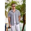 imageCOOFANDY Mens Casual Button Down Shirts Short Sleeve Linen Shirts Summer Beach Dress ShirtShort Sleeve  Grey