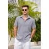 imageCOOFANDY Mens Casual Button Down Shirts Short Sleeve Linen Shirts Summer Beach Dress ShirtShort Sleeve  Grey