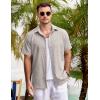 imageCOOFANDY Mens Casual Button Down Shirts Short Sleeve Linen Shirts Summer Beach Dress ShirtShort Sleeve  Light Gray