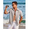 imageCOOFANDY Mens Casual Button Down Shirts Short Sleeve Linen Shirts Summer Beach Dress ShirtShort Sleeve  Light Gray