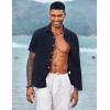 imageCOOFANDY Mens Casual Button Down Shirts Short Sleeve Linen Shirts Summer Beach Dress ShirtShort Sleeve  Navy Blue