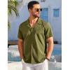 imageCOOFANDY Mens Casual Button Down Shirts Short Sleeve Summer Beach Shirt Fashion Textured Shirts with PocketArmy Green