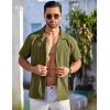 imageCOOFANDY Mens Casual Button Down Shirts Short Sleeve Summer Beach Shirt Fashion Textured Shirts with PocketArmy Green