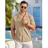 imageCOOFANDY Mens Casual Button Down Shirts Short Sleeve Summer Beach Shirt Fashion Textured Shirts with PocketKhaki