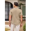 imageCOOFANDY Mens Casual Button Down Shirts Short Sleeve Summer Beach Shirt Fashion Textured Shirts with PocketKhaki