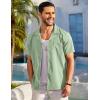 imageCOOFANDY Mens Casual Button Down Shirts Short Sleeve Summer Beach Shirt Fashion Textured Shirts with PocketLight Green