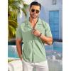 imageCOOFANDY Mens Casual Button Down Shirts Short Sleeve Summer Beach Shirt Fashion Textured Shirts with PocketLight Green