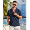imageCOOFANDY Mens Casual Button Down Shirts Short Sleeve Summer Beach Shirt Fashion Textured Shirts with PocketNavy