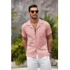 imageCOOFANDY Mens Casual Button Down Shirts Short Sleeve Summer Beach Shirt Fashion Textured Shirts with PocketPink