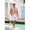 imageCOOFANDY Mens Casual Button Down Shirts Short Sleeve Summer Beach Shirt Fashion Textured Shirts with PocketPink