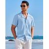 imageCOOFANDY Mens Casual Button Down Shirts Short Sleeve Summer Beach Shirt Fashion Textured Shirts with PocketSky Blue