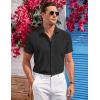 imageCOOFANDY Mens Casual Button Down Shirts Short Sleeve Summer Beach Vacation Untucked Dress Shirts with PocketBlack