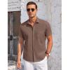 imageCOOFANDY Mens Casual Button Down Shirts Short Sleeve Summer Beach Vacation Untucked Dress Shirts with PocketBrown