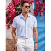 imageCOOFANDY Mens Casual Button Down Shirts Short Sleeve Summer Beach Vacation Untucked Dress Shirts with PocketLight Blue