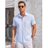 imageCOOFANDY Mens Casual Button Down Shirts Short Sleeve Summer Beach Vacation Untucked Dress Shirts with PocketLight Blue