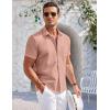 imageCOOFANDY Mens Casual Button Down Shirts Short Sleeve Summer Beach Vacation Untucked Dress Shirts with PocketPink