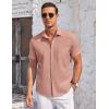 imageCOOFANDY Mens Casual Button Down Shirts Short Sleeve Summer Beach Vacation Untucked Dress Shirts with PocketPink